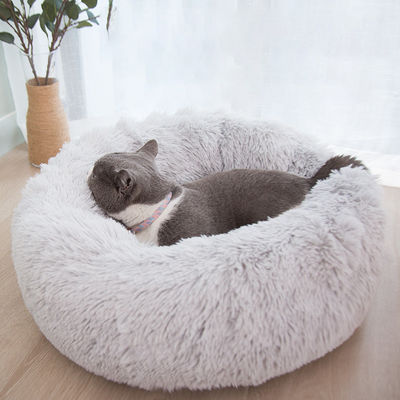 Os cães macios dos gatos da filhós do luxuoso morno por atacado colocam a cama de acalmação do cão da pele do falso