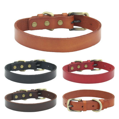 Animal de estimação de couro de couro genuíno personalizado Cat Collar da forma ajustável da coleira de cão dos colares do animal de estimação