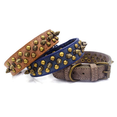 Coleira de cão masculina personalizada profissional do Gentility durável contínuo retro do rebite do plutônio de Sofa Leather