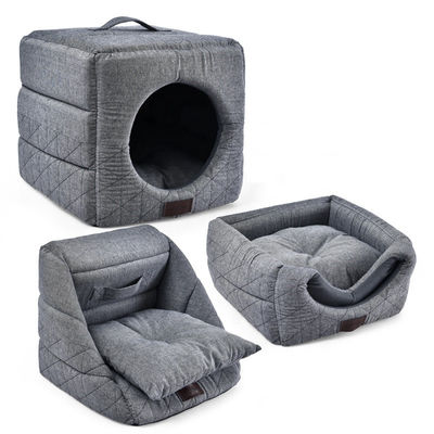 3 em 1 cama de dobramento Grey Cat Bed House do animal de estimação de Cat Cave Dir Resistant Comfortable