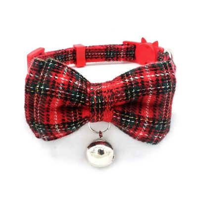 A largura escocesa do algodão de Bowtie Cat Collar Safety Buckle With Bell da tartã ajusta 13-22cm