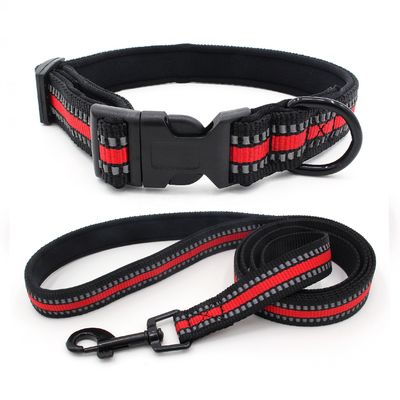 O neopreno que alinha a trela da coleira de cão ajustou o colar reflexivo da curvatura da liberação rápida do Webbing com a trela do cão do grupo da corda da tração