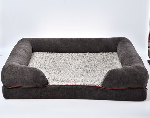 Grande sofá ortopédico luxuoso de alinhamento impermeável do sofá da cama do cão com tampa lavável removível