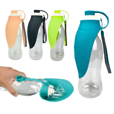 Garrafa de água dobrável de BSCI 20oz para cães com aletas da bacia do silicone