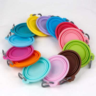 Deslize não a bacia colorida do alimento do cachorrinho da bacia dobrável do alimento para cães do silicone do curso