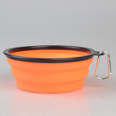 pratos dobráveis portáteis dos alimentos para animais de estimação da bacia do cão 16oz com o Carabiner para a bacia de passeio de viagem do cão de estimação