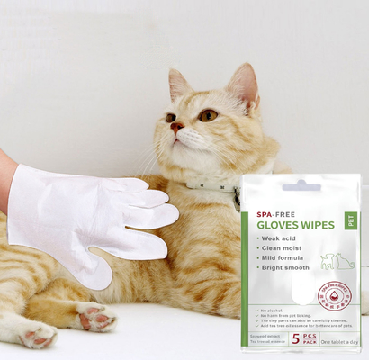 5 PCS não Rinse Pet Cleaning Gloves descartável para as patas e a extremidade da orelha do corpo da cara