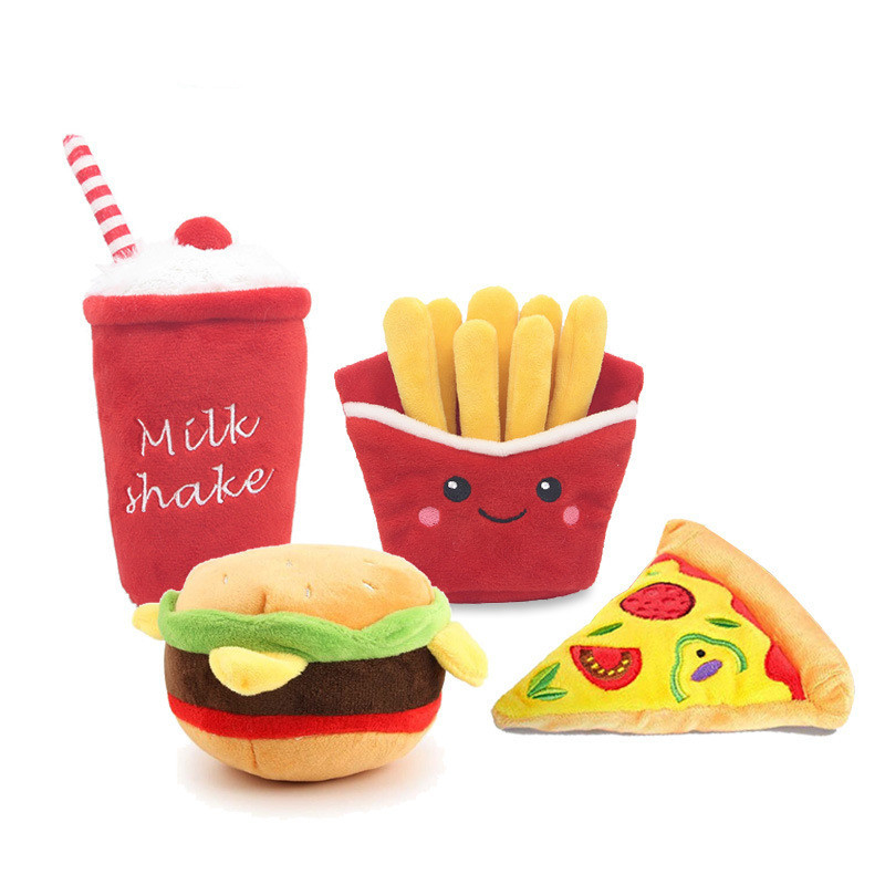 Brinquedos enchidos do animal de estimação do luxuoso do alimento de Chips Hot Dog Cola Fast para cães