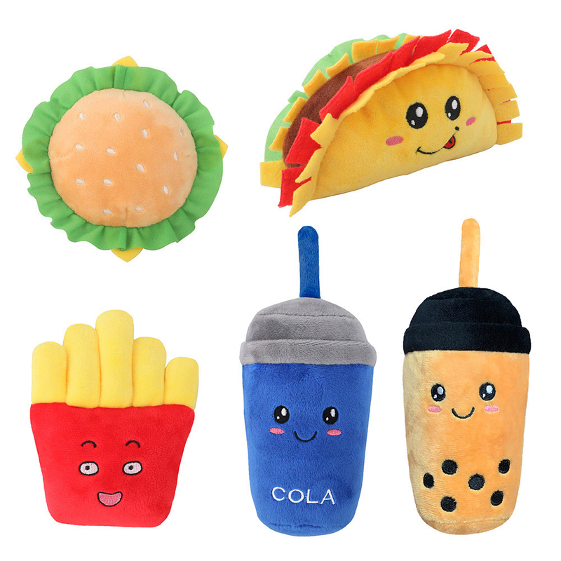 Brinquedos enchidos do animal de estimação do luxuoso do alimento de Chips Hot Dog Cola Fast para cães