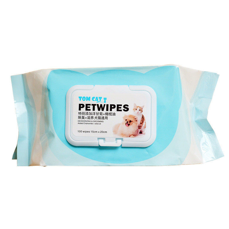 A preparação do animal de estimação utiliza ferramentas o rasgo molhado do tecido do animal de estimação 100pcs Hypoallergenic que limpa para o cão