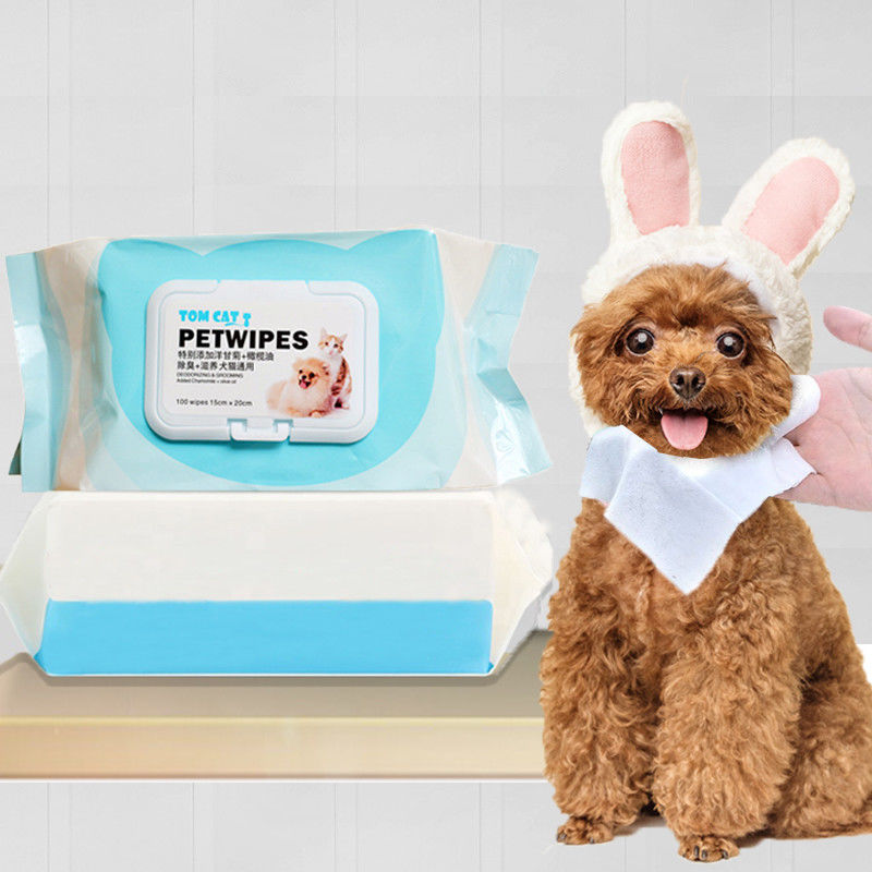 A preparação do animal de estimação utiliza ferramentas o rasgo molhado do tecido do animal de estimação 100pcs Hypoallergenic que limpa para o cão