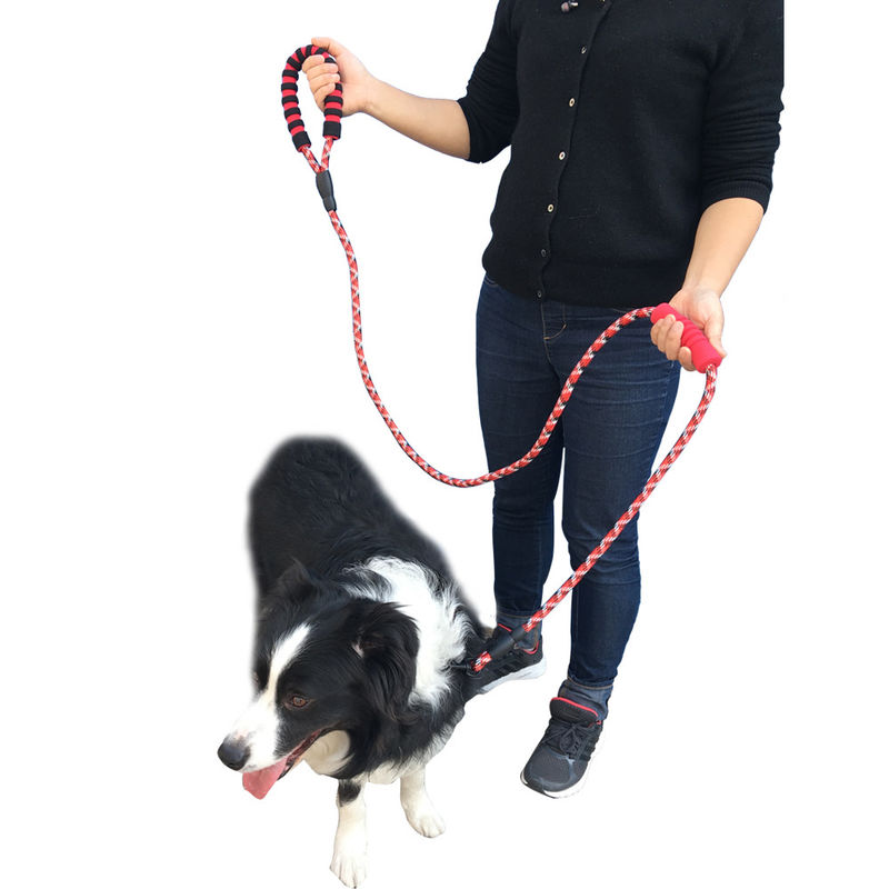 Corda redonda do cão da trela de EVA Reflective Double Handle Dog com grampo e o punho acolchoado 180cm