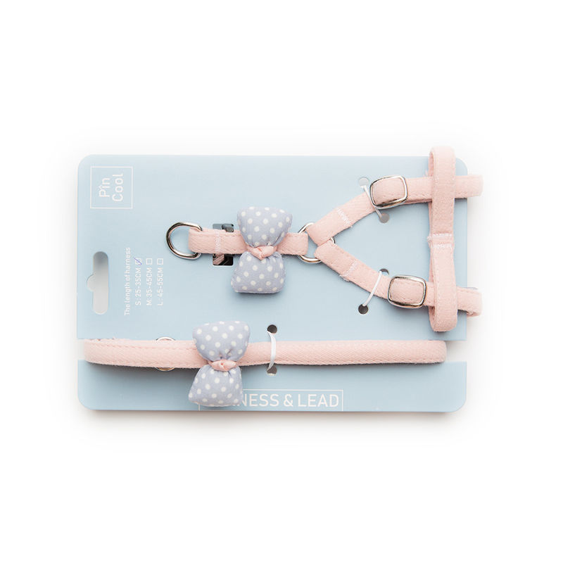 O animal de estimação fornece o algodão bonito Cat Dog Harness Leash Set da tração da correia da caixa do animal de estimação de Dots Cat Harness Bow Tie Adjustable para trás