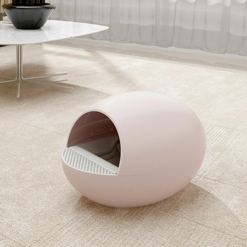 O tipo de baixo nível de ruído limpeza de auto Cat Litter Box Toilet Semi do ovo encerrou o desodorizante do respingo