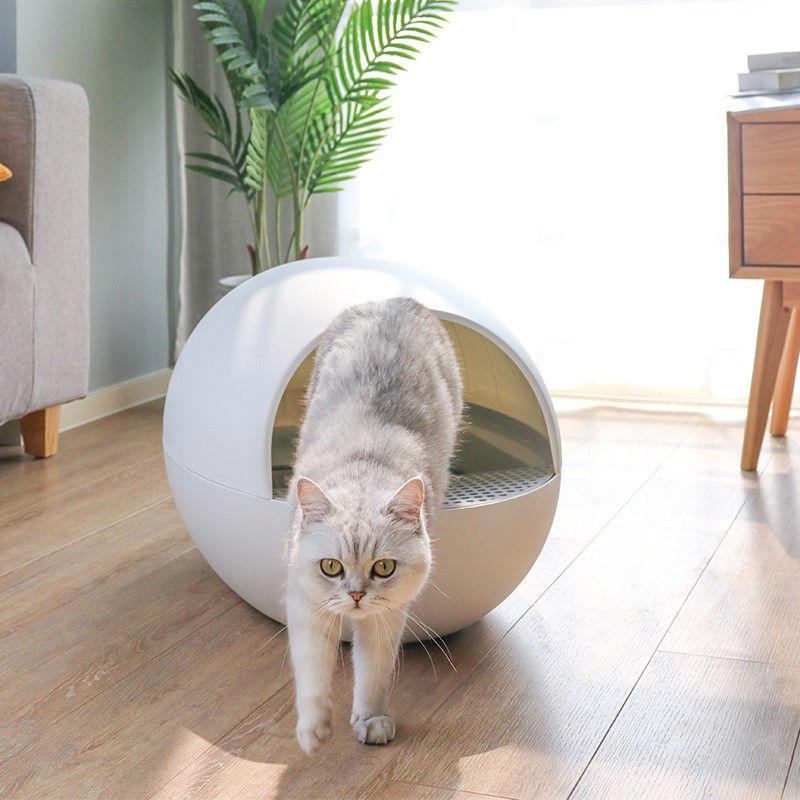 O tipo de baixo nível de ruído limpeza de auto Cat Litter Box Toilet Semi do ovo encerrou o desodorizante do respingo
