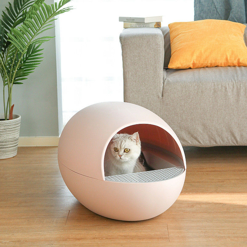 O tipo de baixo nível de ruído limpeza de auto Cat Litter Box Toilet Semi do ovo encerrou o desodorizante do respingo