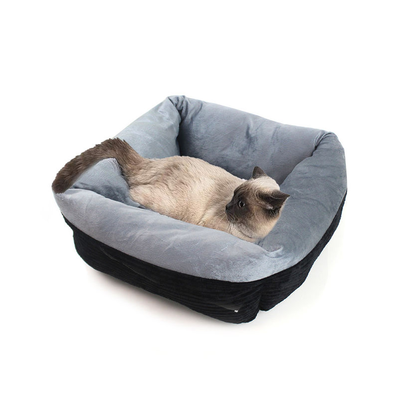 O animal de estimação de Cat Bed Self-Warming Deep Sleep do cão do luxuoso do retângulo coloca animais de estimação do veludo de algodão coloca o sofá confortável lavável do cão