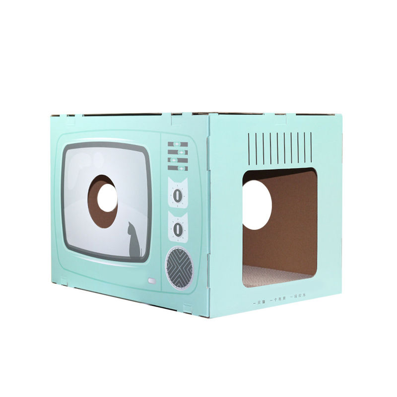 A tevê de Cat House Scratcher Retro dá forma a Cat Lounge com a cama Scratcher da caverna do cartão ondulado de almofada de risco