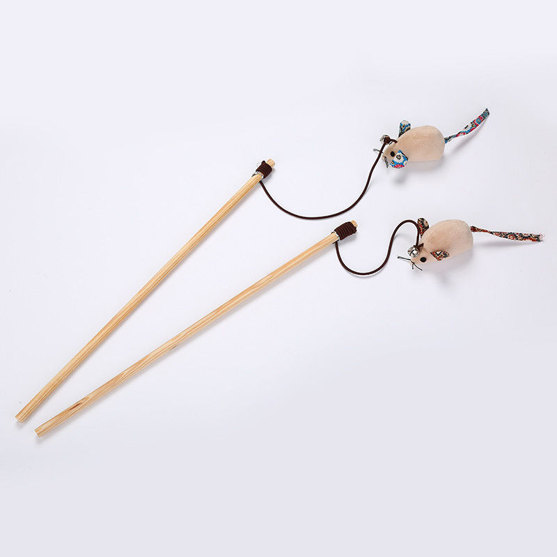 Cat Pet Toys Teaser Stick dada forma galinha com os brinquedos de madeira da pena para gatos