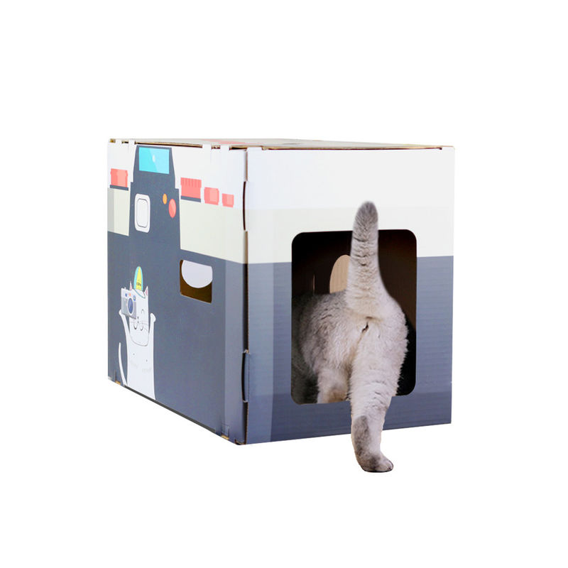 Cat House Scratcher Retro Camera dá forma a Cat Lounge com a cama Scratcher da caverna do cartão ondulado de almofada de risco