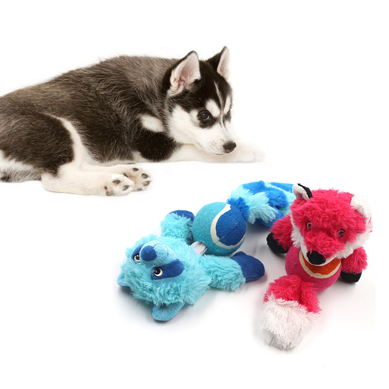 Brinquedos interativos do molar do cão durável resistente sibilante de Toy Fox Raccoon Bite do cão do luxuoso