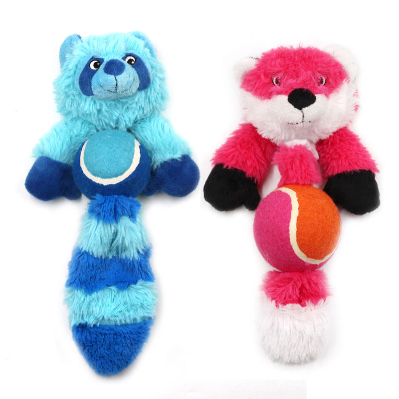 Brinquedos interativos do molar do cão durável resistente sibilante de Toy Fox Raccoon Bite do cão do luxuoso