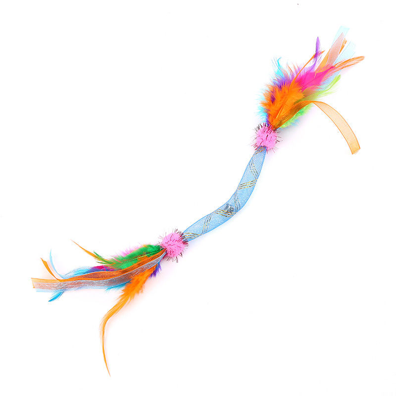 pena macia de alta qualidade Eco-amigável Cat Toy Cat Interactive Feather Toys plástica com Bell