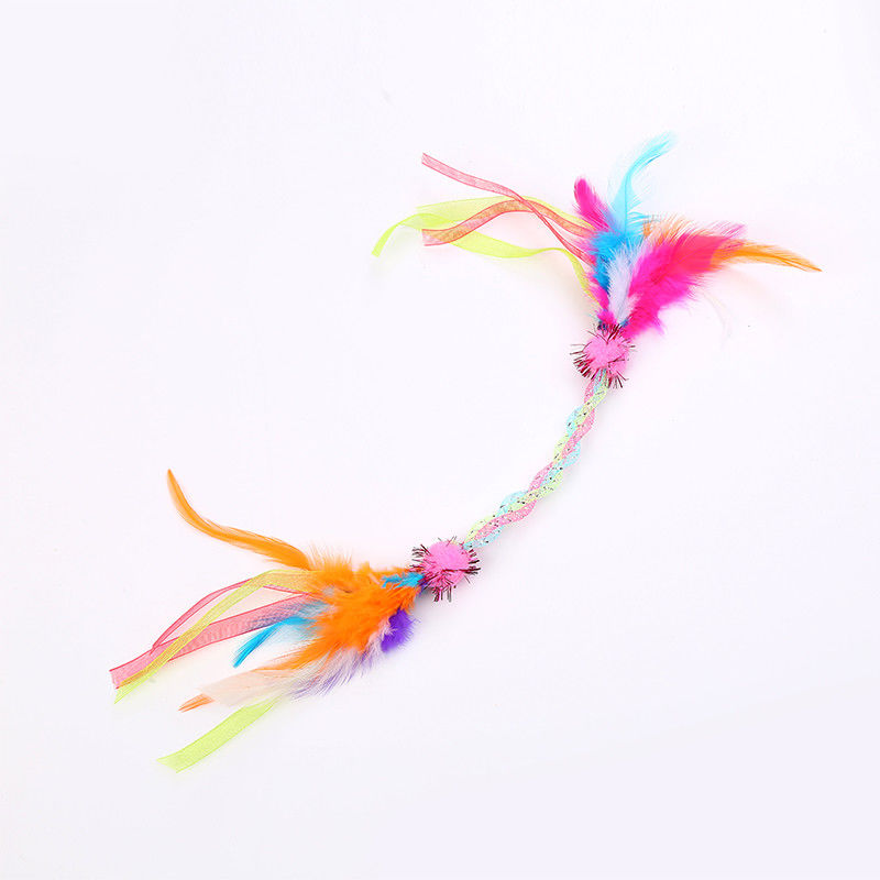 pena macia de alta qualidade Eco-amigável Cat Toy Cat Interactive Feather Toys plástica com Bell