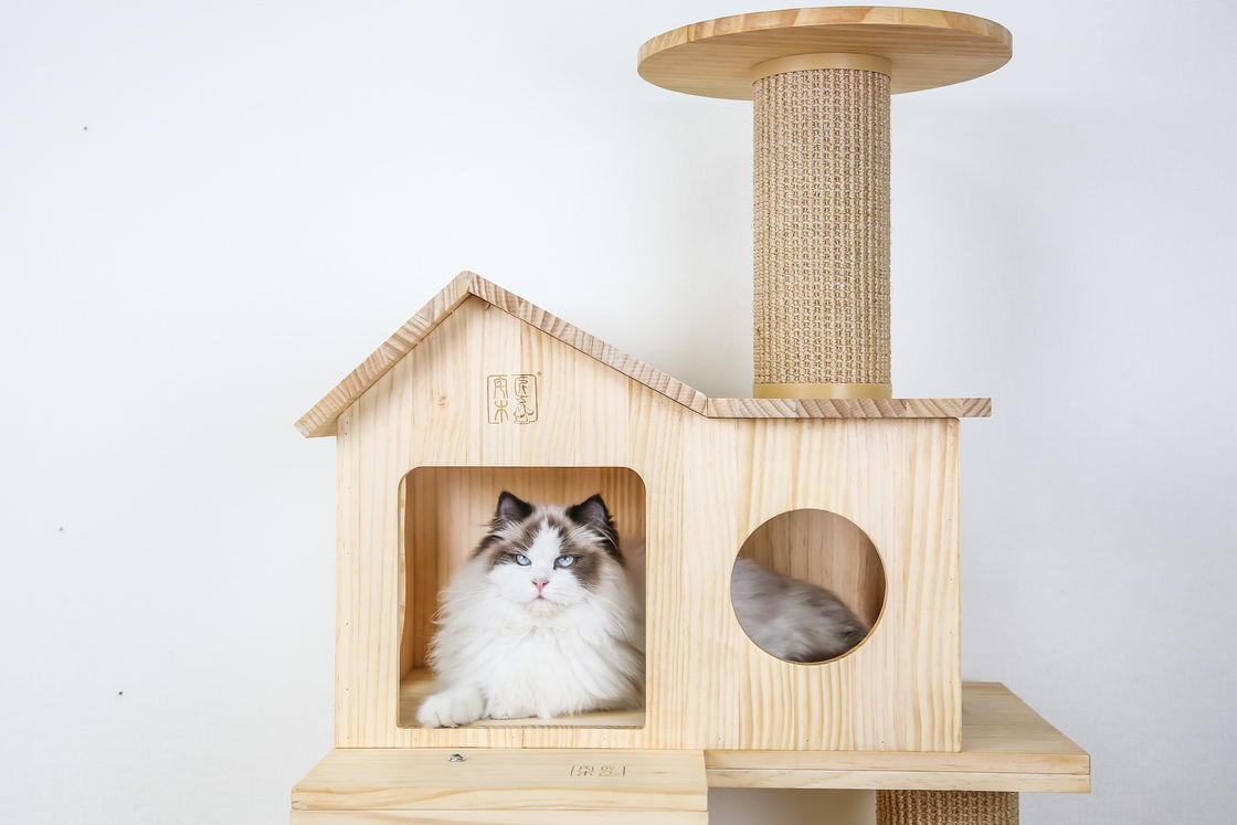 L corda do sisal de Cat Scratch House Tower Condo do tamanho envolveu Cat Bed de madeira 60*50*125.5cm