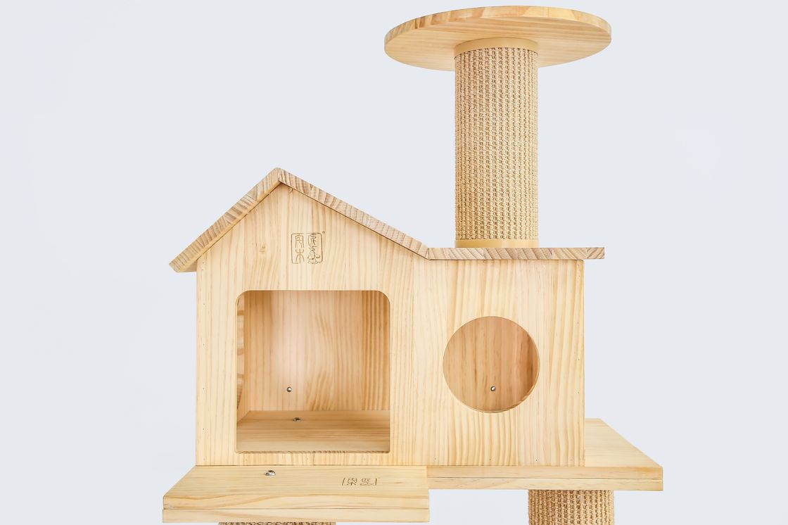 L corda do sisal de Cat Scratch House Tower Condo do tamanho envolveu Cat Bed de madeira 60*50*125.5cm