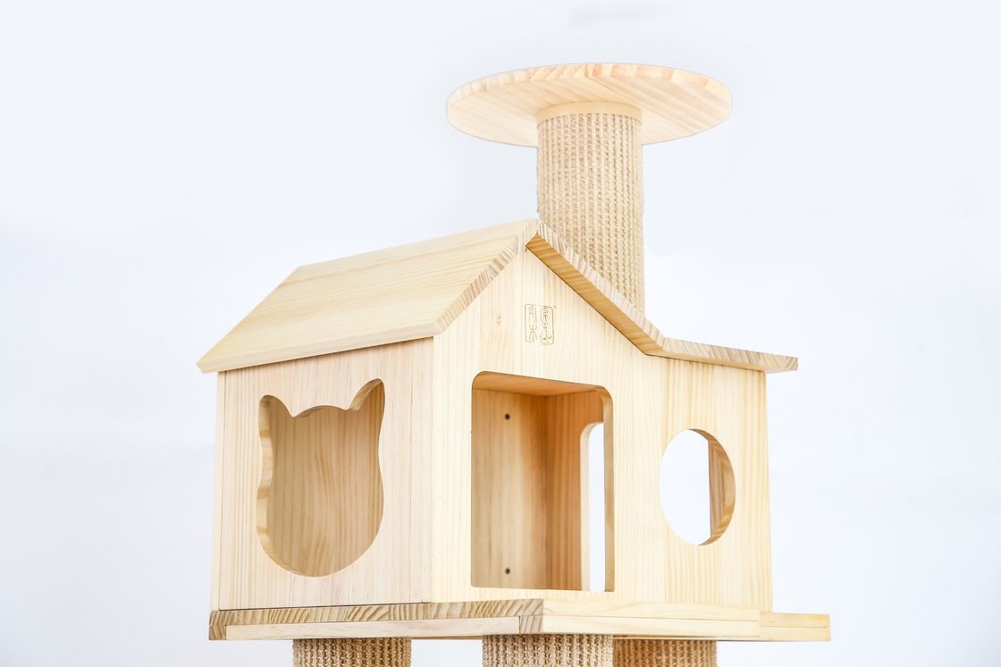 L corda do sisal de Cat Scratch House Tower Condo do tamanho envolveu Cat Bed de madeira 60*50*125.5cm
