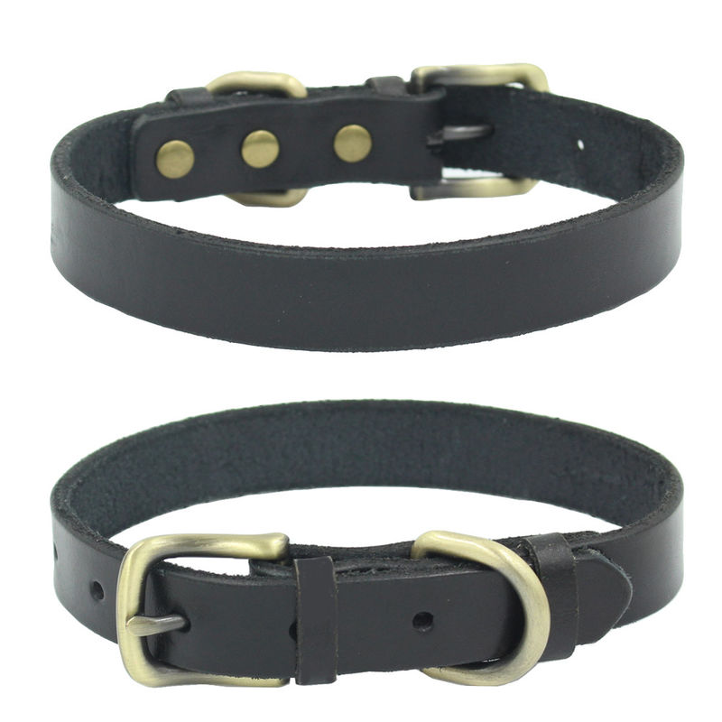 Animal de estimação de couro de couro genuíno personalizado Cat Collar da forma ajustável da coleira de cão dos colares do animal de estimação