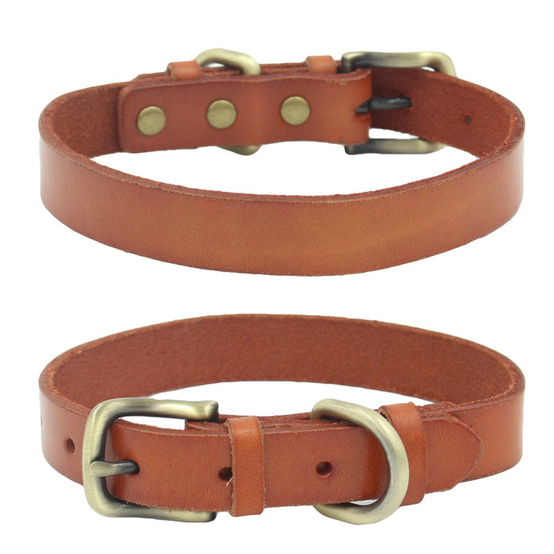Animal de estimação de couro de couro genuíno personalizado Cat Collar da forma ajustável da coleira de cão dos colares do animal de estimação