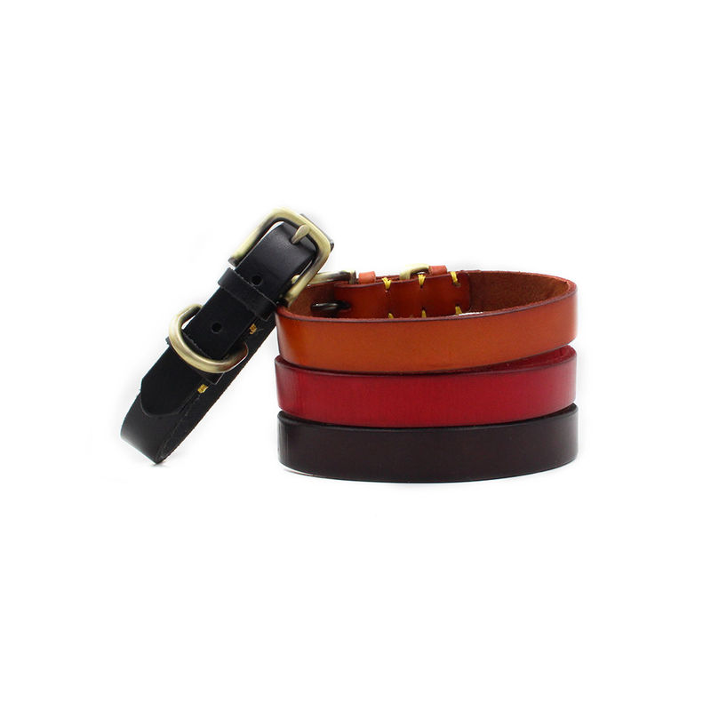 O hardware de costura feito a mão do cobre do colar do treinamento do cão mergulha primeiramente a coleira de cão do couro do colar do couro