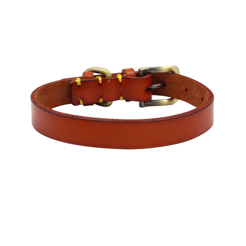 O hardware de costura feito a mão do cobre do colar do treinamento do cão mergulha primeiramente a coleira de cão do couro do colar do couro