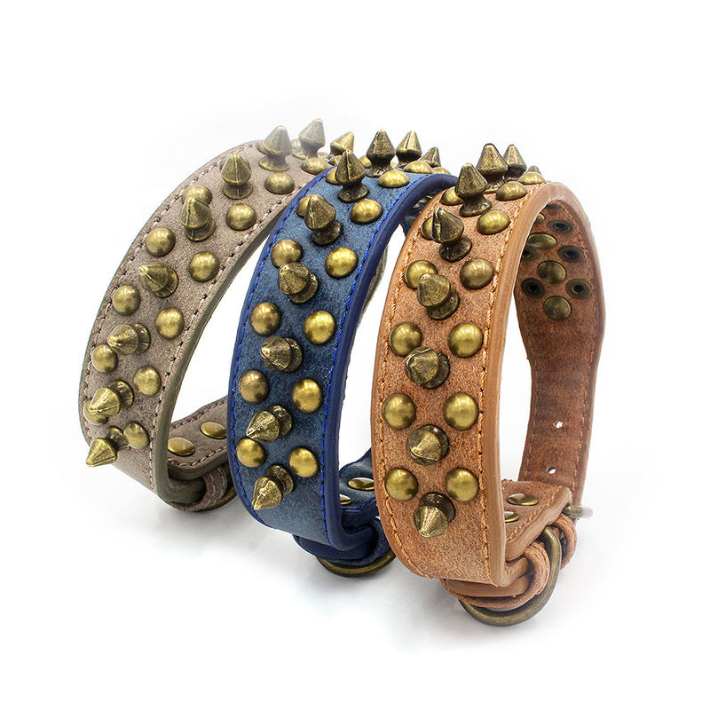 Coleira de cão masculina personalizada profissional do Gentility durável contínuo retro do rebite do plutônio de Sofa Leather