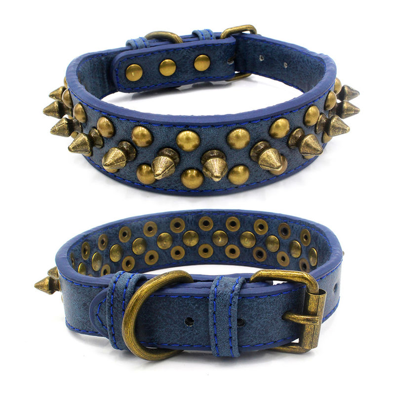 Coleira de cão masculina personalizada profissional do Gentility durável contínuo retro do rebite do plutônio de Sofa Leather