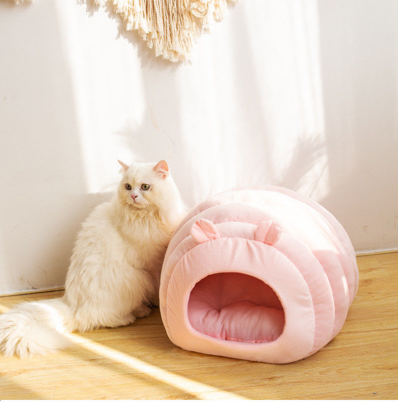 A cama confortável Semienclosed do animal de estimação acalma para baixo o gato de Mat Removeable Cover Nest For do sono
