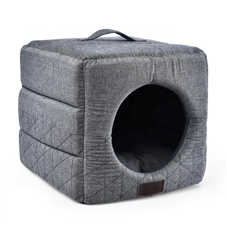 3 em 1 cama de dobramento Grey Cat Bed House do animal de estimação de Cat Cave Dir Resistant Comfortable