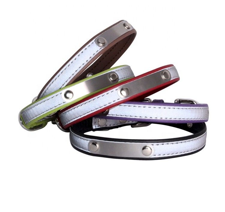 Coleira de cão reflexiva, trela de couro macia do animal de estimação da dupla camada, Cat Dog Collar Leash Set