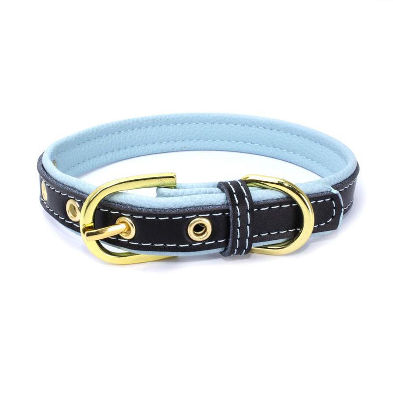 Colar de cão de estimação colorido macio contínuo de couro do plutônio para o colar seguro ajustável da grande correia média pequena do pescoço dos cães