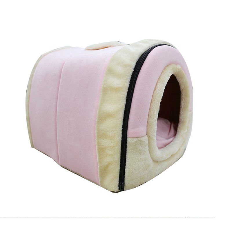 Crystal Velvet 2 em 1 cama de aquecimento do conforto do gato da forma da casa do auto dobrável da cama do sono do animal de estimação da caverna