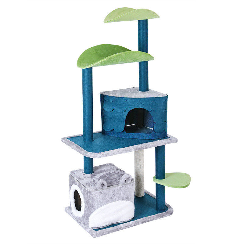 Nível de luxe de Cat Climbing Frame Tree Multi da segurança com a caverna que risca o tamanho 61*41*132cm dos cargos M