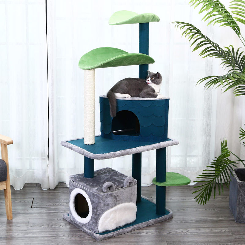 Nível de luxe de Cat Climbing Frame Tree Multi da segurança com a caverna que risca o tamanho 61*41*132cm dos cargos M