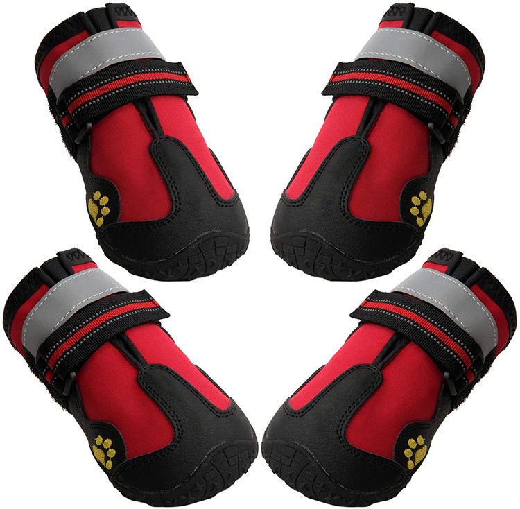 Botas de passeio do cão do saco de Opp para cães com sola áspera do deslizamento das tiras reflexivas a anti