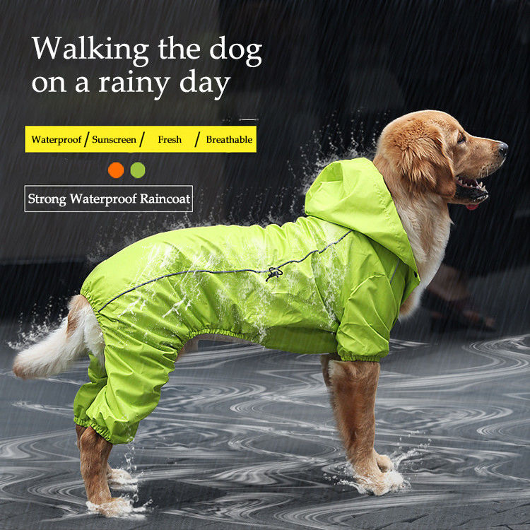 Terno reflexivo respirável morno da chuva do cão da capa de chuva S-XXL do cão amarelo do inverno