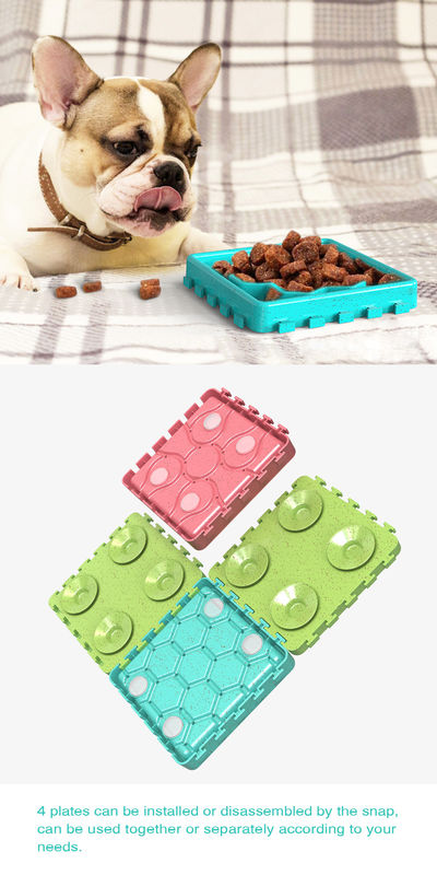 4 em 1 bacia lenta interativa do alimento para cães do distribuidor da água e do alimento do animal de estimação do divertimento do silicone lamba a esteira