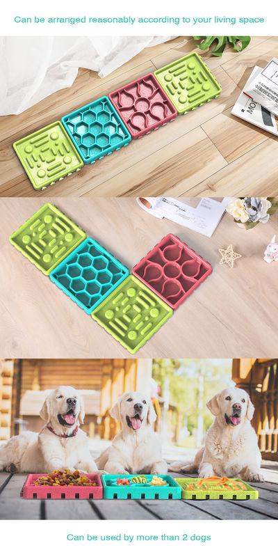 4 em 1 bacia lenta interativa do alimento para cães do distribuidor da água e do alimento do animal de estimação do divertimento do silicone lamba a esteira