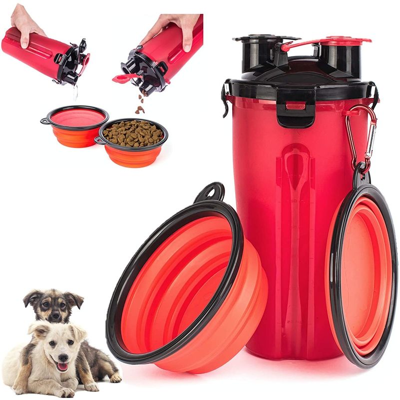 Escape a prova BSCI 2 em 1 garrafa de água do cão com as 2 bacias dobráveis do silicone 
