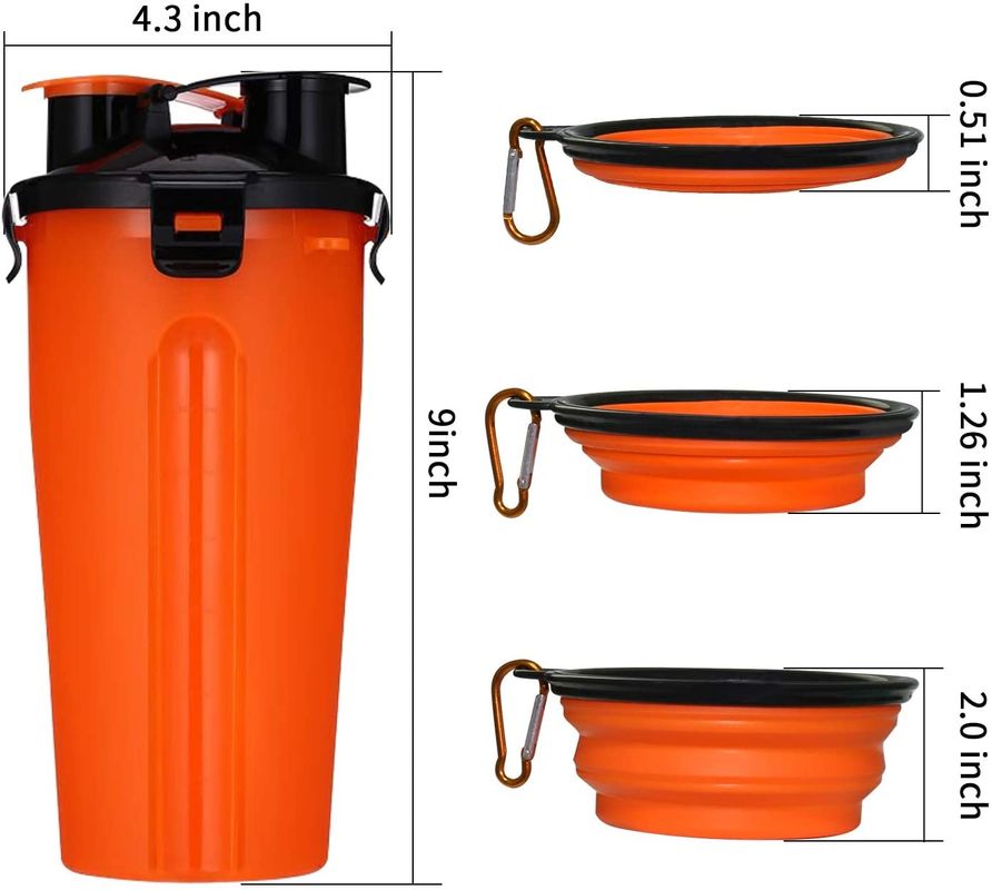 Garrafa dobrável da bacia da água do curso do cão 2 para a garrafa de água portátil exterior 12oz do animal de estimação